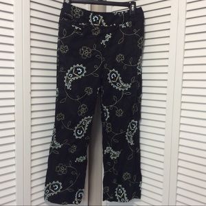 Women’s 100% Linen Embroidered Pants Size 6 Grace Elements